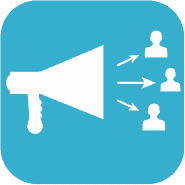 Digital marketing strategy for roofing contractors with a megaphone icon.