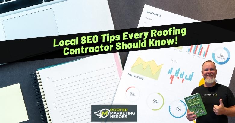 Man holding a roofing marketing guide with charts and notes on a desk.